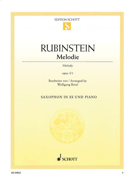 Melodie, Op. 3 No. 1 : For Saxophone In E Flat and Piano / arranged by Wolfgang Birtel.