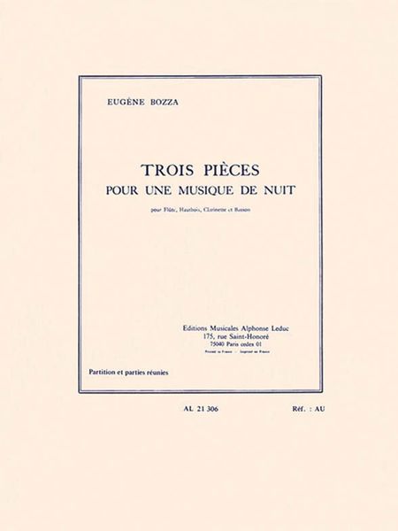 Trois Pieces Pour Une Musique De Nuit : For Flute, Oboe, Clarinet and Bassoon.