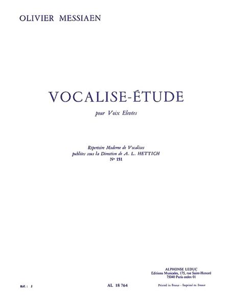 Vocalise, Etude No. 151 : Pour Voix Elevees.