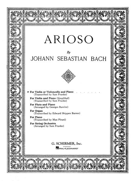 Arioso : For Violin, Violoncello and Piano.