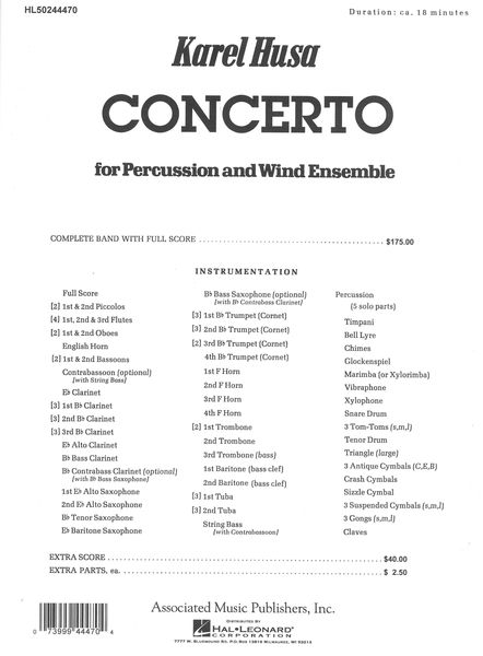 Concerto : For Percussion and Wind Ensemble.