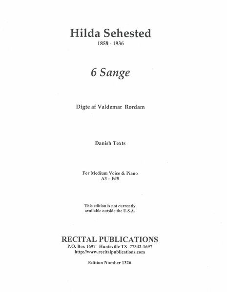 6 Sange : For Medium Voice And Piano.