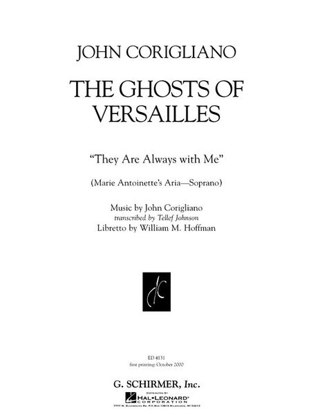 Ghosts Of Versailles - They Are Always With Me (Marie Antoinette's Aria) : For Soprano and Piano.