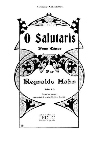O Salutaris : For Tenor And Piano Or Organ.