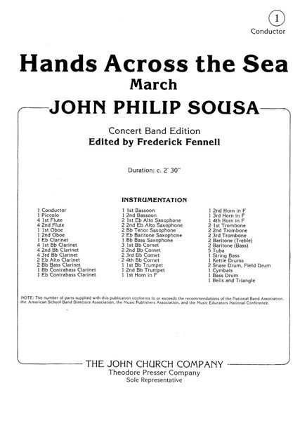 Hands Across The Sea March : For Concert Band / arranged by Frederick Fennell.