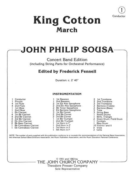 King Cotton March : For Concert Band / arranged by Frederick Fennell.