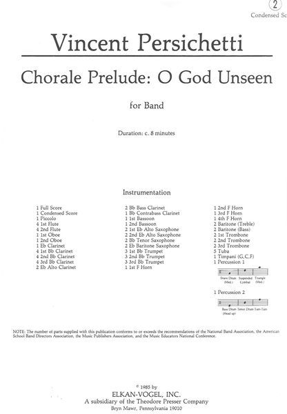 Chorale Prelude Oh God Unseen : For Concert Band.