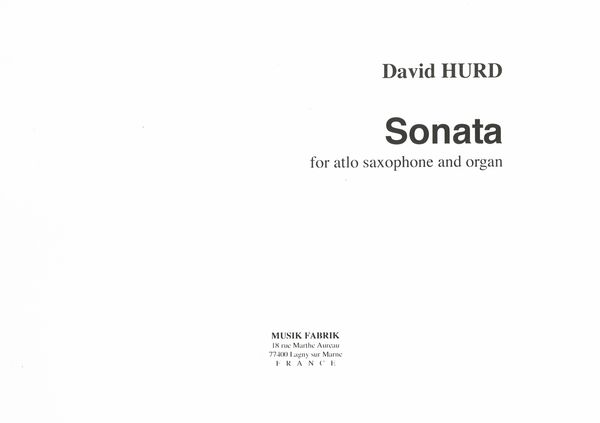 Sonata : For Alto Saxophone and Organ.