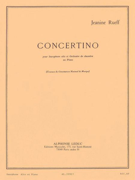 Concertino, Op. 17 : Pour Saxophone Alto Et Orchestre De Chambre Ou Piano.