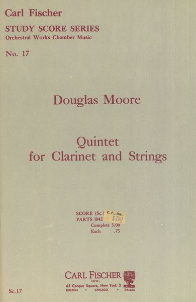 Quintet : For Clarinet and Strings.