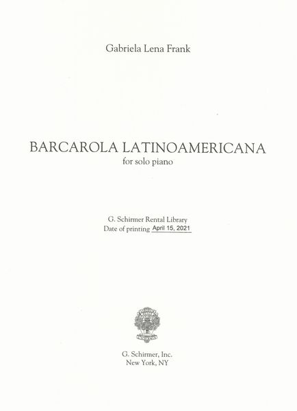 Barcarola Latinamericana : For Solo Piano (2007).