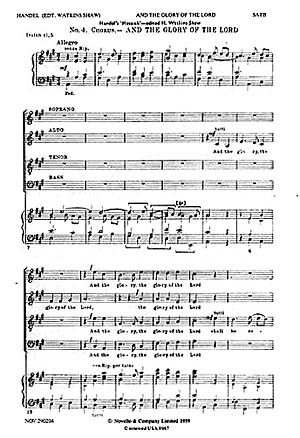 And The Glory Of The Lord (From Messiah) : For SATB Choir and Piano / edited by Watkins Shaw.