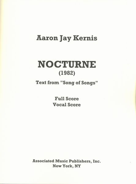 Nocturne : For Soprano, Trumpet, Two Pianos and Two Glockenspiels (1982).