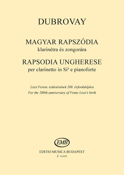 Rapsodia Ungherese : Per Clarinetto E Pianoforte.