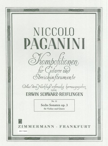 Sech Sonaten, Op. 3 : Für Violine und Gitarre / Hrsg. von Erwin Scwarz-Reiflingen.