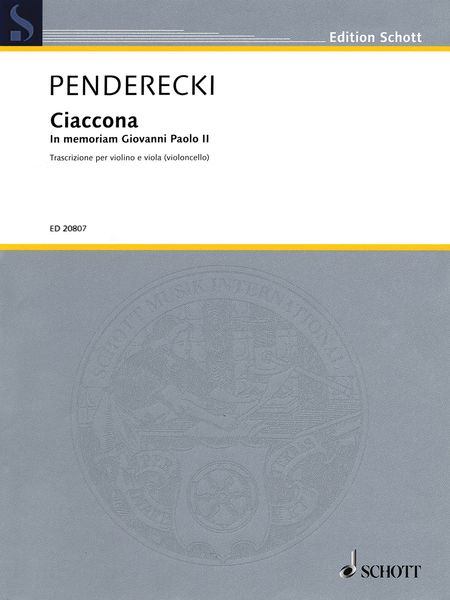 Ciaccona In Memoria Giovanni Paolo II : Transcrizione Per Violino E Viola (Violoncello) (2009).