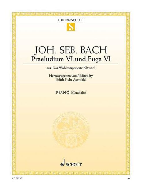 Prelude and Fugue No. 6 In D Minor From The Well-Tempered Clavier Book 1, BWV 851 : For Piano.