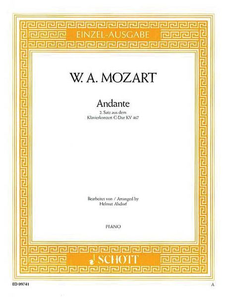 Andante From The Piano Concerto In C Major, K. 467 : For Piano Solo.