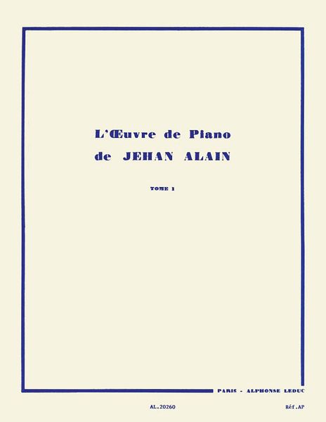 Oeuvre Pour Piano, Vol. 1.