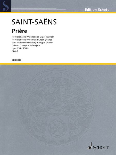 Priere, Op. 158 : For Violoncello (Violin) and Organ (Piano) / edited by Wolfgang Birtel.