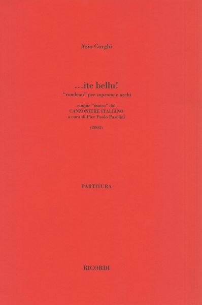 Ite Bellu! - Rondeau : Per Soprano E Archi (2003).