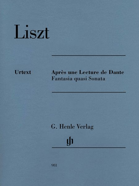 Apres Une Lecture De Dante - Fantasia Quasi Sonata : For Piano / edited by Ernst Herttrich.