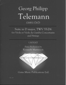 Suite In D Major (TWV 55: D6) : For Viola (Viola Da Gamba Concertante) & Strings - Piano reduction.