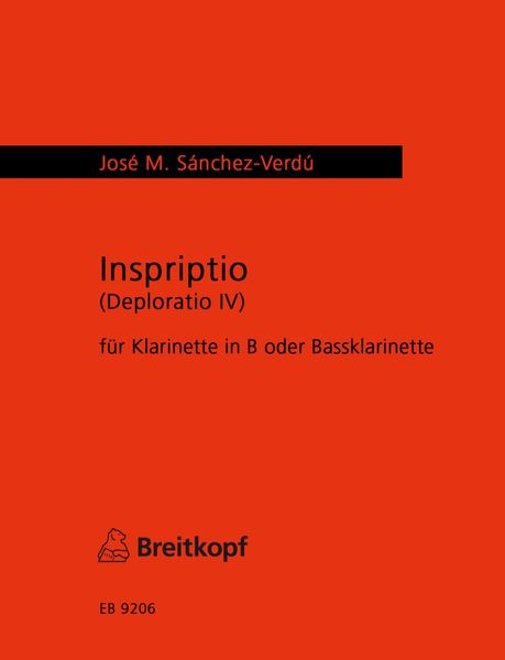 Inscriptio (Deploratio IV) : Für Klarinette In B Oder Bassklarinette (2004/5).