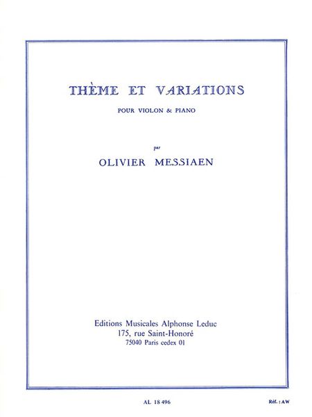 Theme Et Variations : Pour Violine Et Piano.