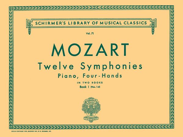 Symphonies (12), V. 1 (Nos. 1-6) : arr. For One Piano Four Hands.