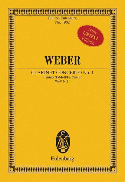 Clarinet Concerto No. 1 In F Minor, WeV N. 11 / edited by Frank Heidlberger.