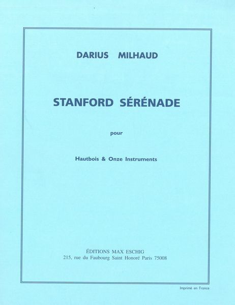 Stanford Serenade, Op. 430 : For Oboe and Eleven Instruments.