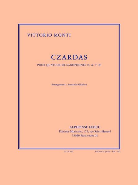 Czardas : Pour Quatuor De Saxophones (S.A.T.B) / arranged by Armando Ghidoni.