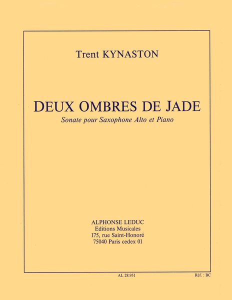 Deux Ombres De Jade : For Alto Saxophone and Piano.