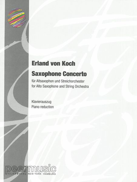 Concerto : For Alto Saxophone & String Orchestra - reduction For Saxophone & Piano.