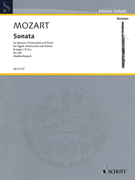 Sonata In B Flat Major, K. 292 : For Bassoon (Violoncello) and Piano / edited by Albrecht Holder.