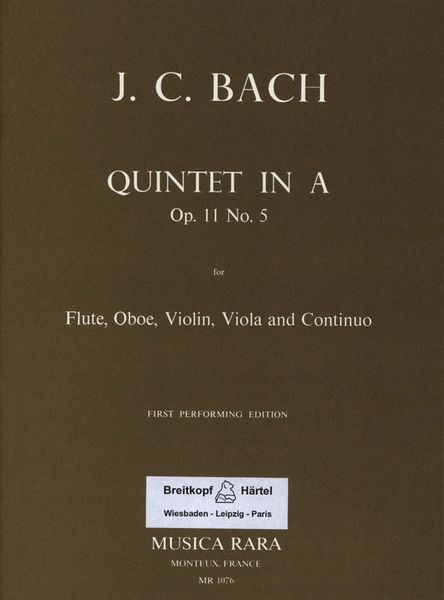 Quintett A-Dur, Op. 11 No. 5 : For Flute, Oboe, Violin, Viola and Continuo.