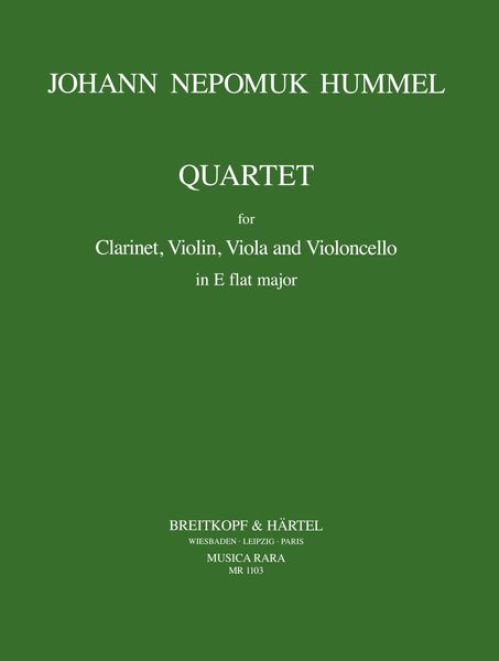 Klarinenettenquartett In Es : For Clarinet, Violin, Viola, Violoncello.