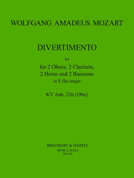 Divertimento In Es, K. Anh.226 : For Wind Octet / edited by William Waterhouse.