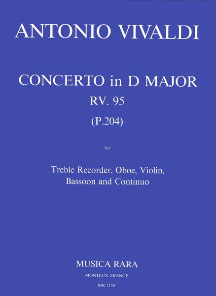 Konzert In D, RV 95 : For Flute, Oboe, Violin, Bassoon and Basso Continuo / Ed. Gottfried Bach.