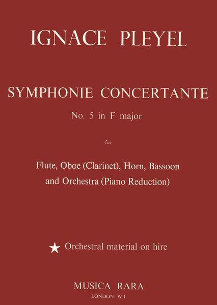Symphony Concertante No. 5 In F Major : For Flute, Oboe (Clarinet), Horn, Bassoon and Piano.