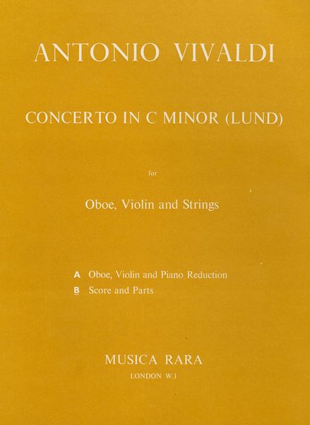 Concerto In C : For Violin, Oboe, Strings and Continuo / edited by David Lasocki.