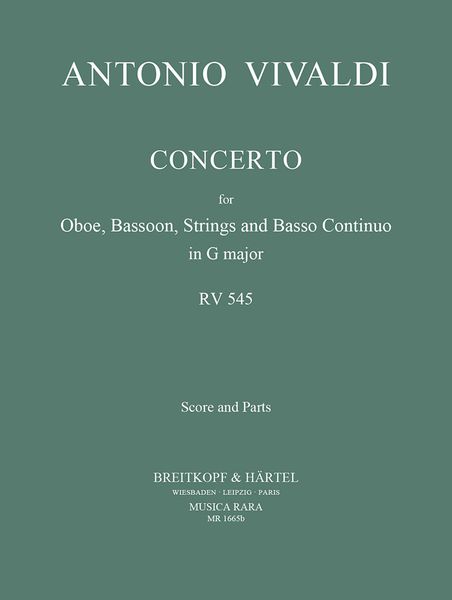 Concerto In G, RV 545 : For Oboe, Bassoon and Orchestra / Ed. Robert P. Block and David Lasocki.