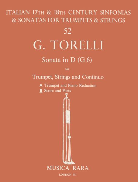 Sonata In D (G6) : For Trumpet, Strings and Basso Continuo / edited by Edward H. Tarr.