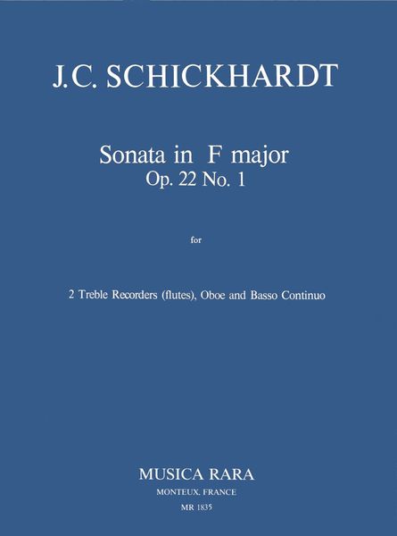 Sonata In F Major, Op. 22 No. 1 : For Two Recorders, Oboe and Basso Continuo.