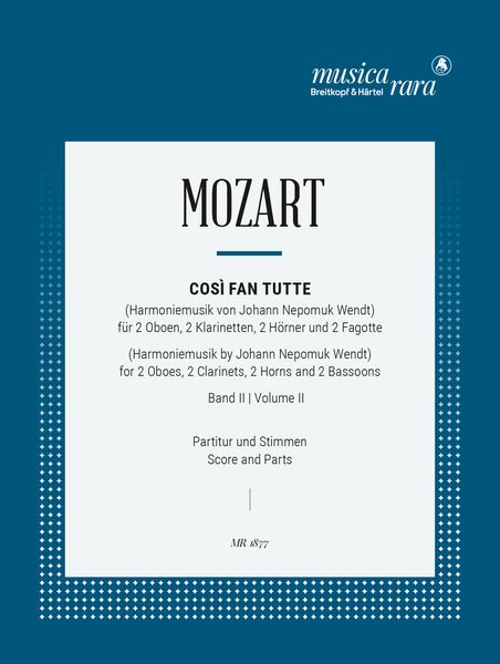 Cosi Fan Tutte, Vol. 2 : For Wind Octet / arranged by J. N. Wendt.