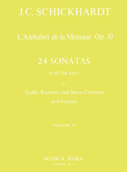 L' Alphabet - Sonatas, Op. 30 Nos. 13-16 : For Recorder and Basso Continuo / edited by Paul J. Everett.