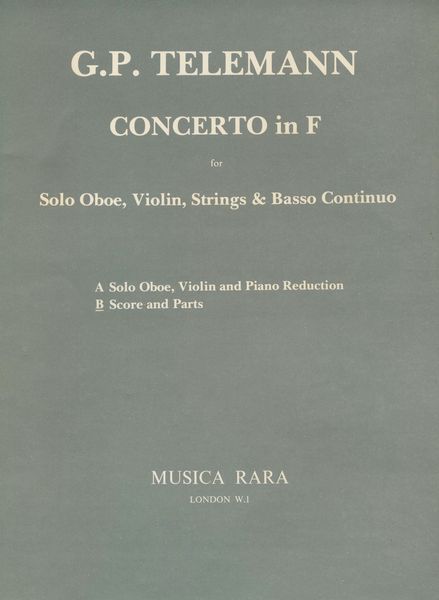 Concerto In F : For Oboe, Violin, Strings and Continuo / edited by Anders Wiklund.