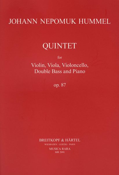 Piano Quintet In E Flat, Op. 87 : For Violin, Viola, Cello, Double Bass and Piano.