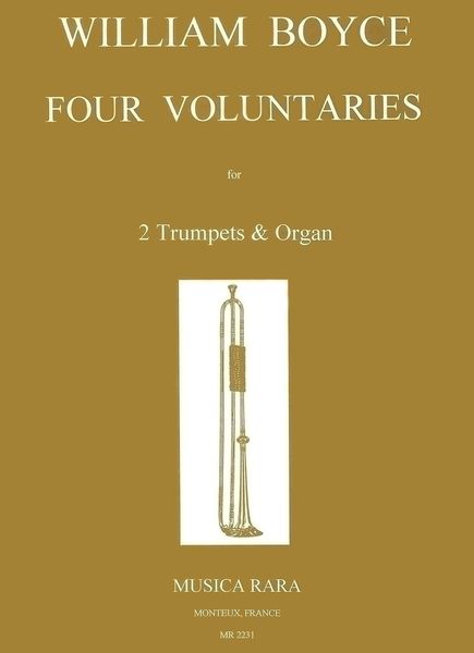 4 Voluntaries : For 2 Trumpets and Organ (Piano) / edited by Jean-Francois Madeuf.